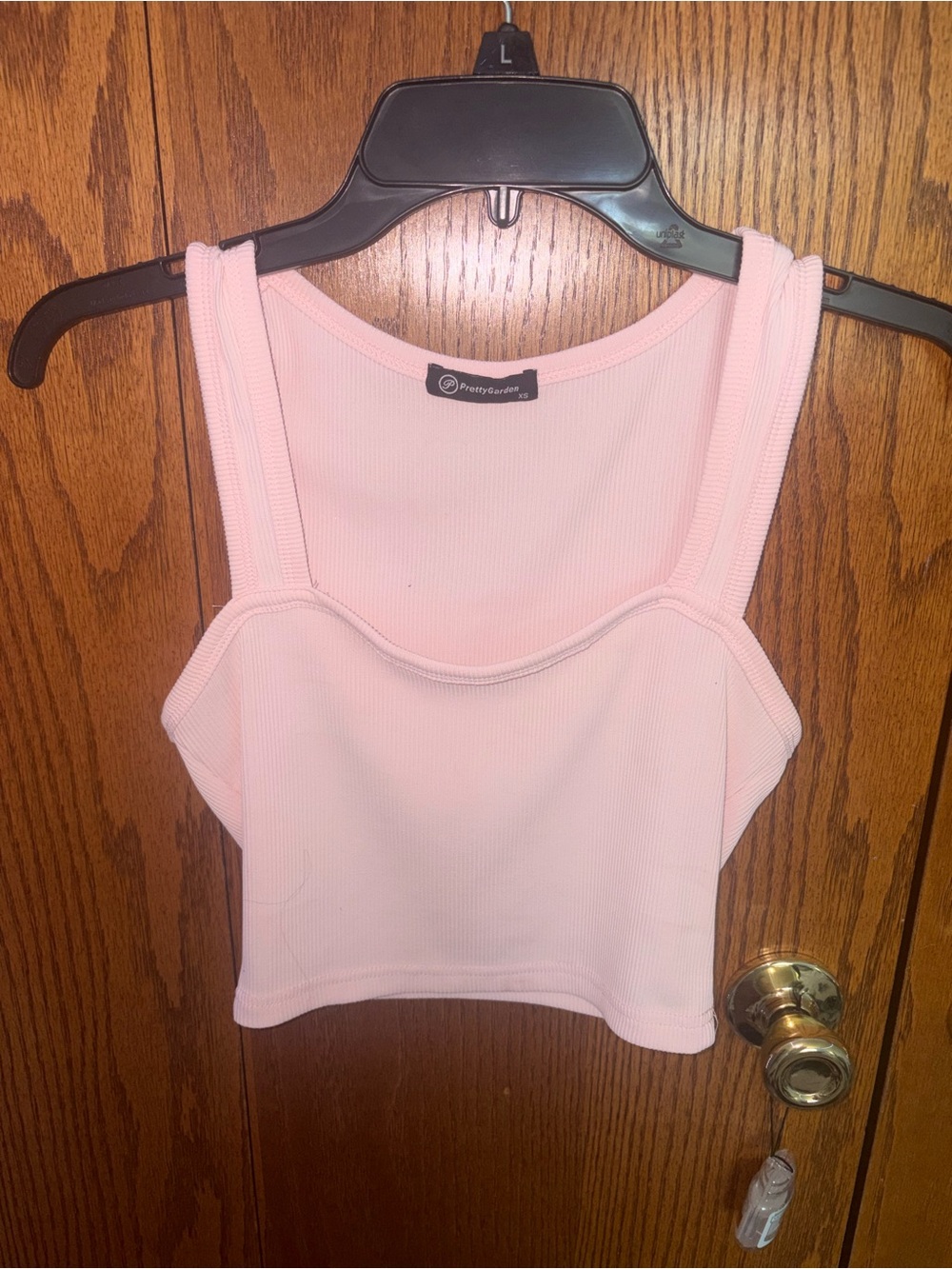 Pink Ribbed Square Neck Tank Top